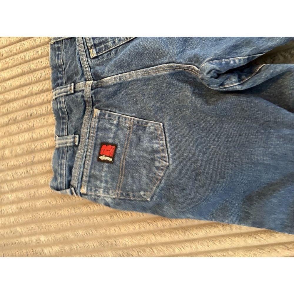 WRANGLER RIGGS WORK WEAR DURA SHIELD DENIM FLANNEL LINED BLUE JEANS 34x30 - Picture 9 of 14